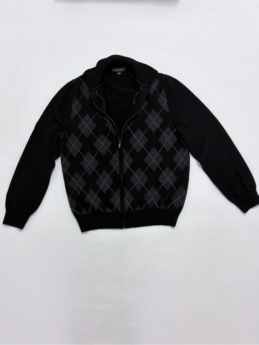 Banana Republic 100% Extra Fine Merino Wool Argyle Full Zip Sweater